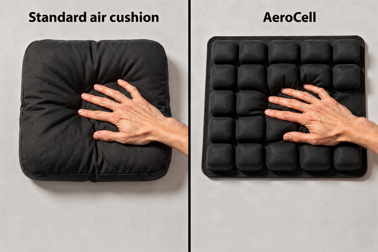 Standard air cushion compared with AeroCell