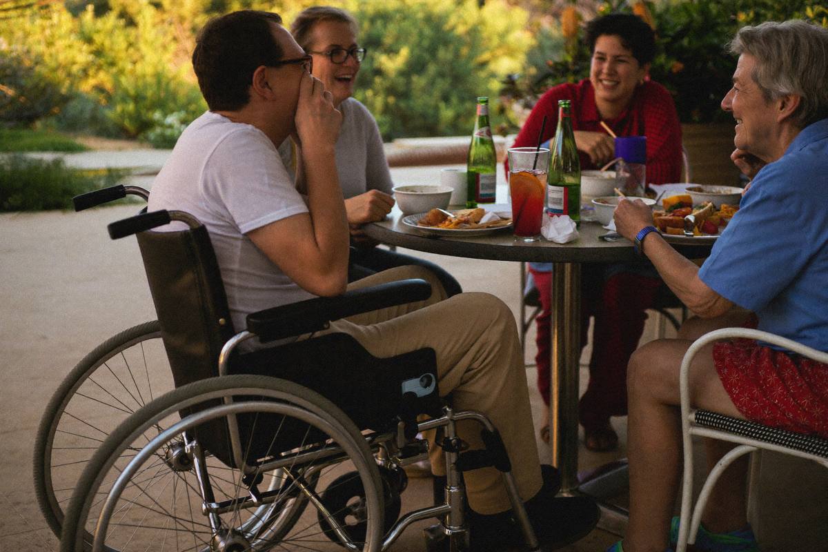 Wheelchair user enjoying time with family